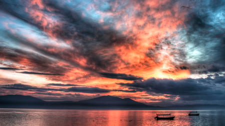 Lake Chapala at dusk  - lake, mexico, nature