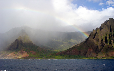 Coastal Rainbow - island, paradise, ocean, nature