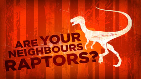 Raptors - logical, animals, funny, neighbors, cool, dinosaurs, red, raptors, lines, random, words, question