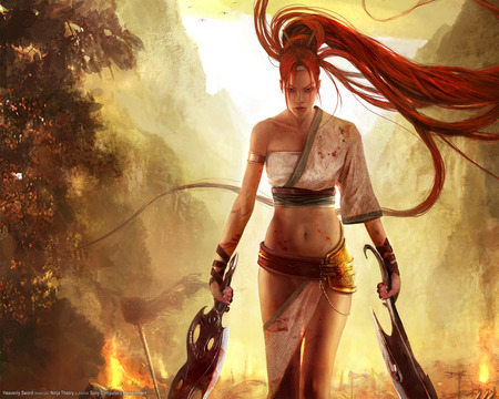 Heavenly Sword Girl - beauty, heavenly, 2007, girl, warrior, red hair, ninja girl, game, ninja, sword, blonde