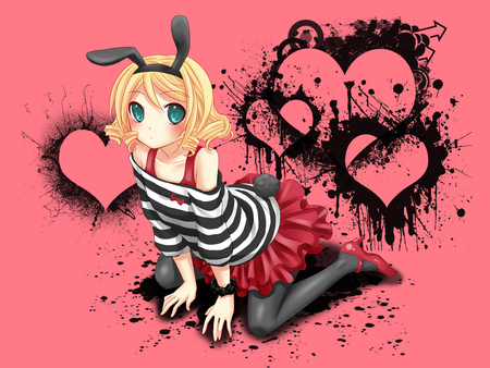 Kagamine Rin - sexy, kagamine rin, girl, animal ears, blue eyes, blonde hair, vocaloid, anime, cute, short hair, bunnygirl