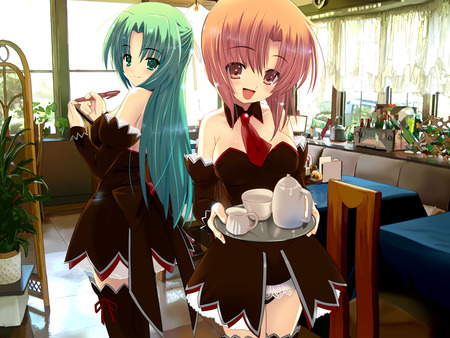 One coffe please - girls, cute, tables, anime, coffe