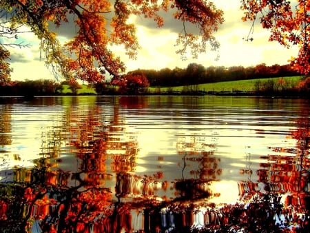 AUTUMN REFLECTION - lake, tree, autumn, reflection