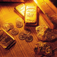 Gold nugget and ingots