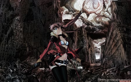 cHAOS zONE - ruin, anime, guns, girl, city, chaos