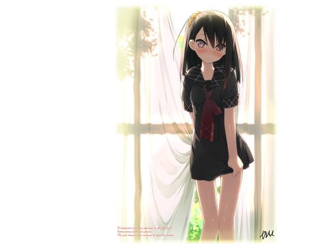 5 nenme no houkago - sexy, girl, brown eyes, 5 nenme no houkago, long hair, brown hair, kantoku, anime, blush, cute