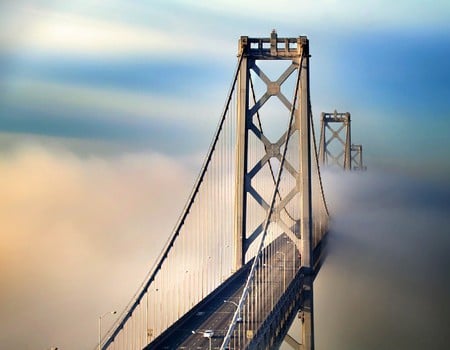 Bridge in Clouds - bridge in clouds, picture, cool