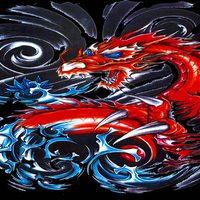 red dragon,black,blue,fantasy