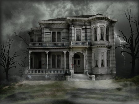 Haunted Victorian - scary, death, night, bloody, evil, blood, storm, house, haunted house