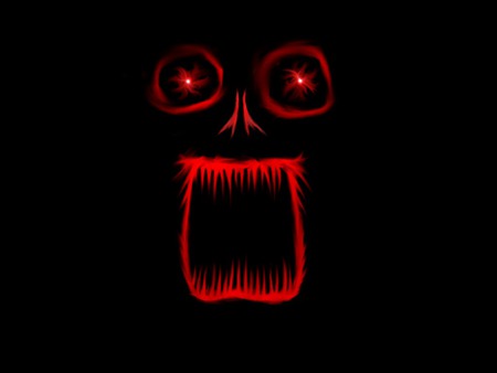 His Face - abstract, scream, fire, red, horror, fangs, face, scary