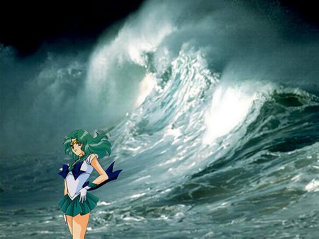 Sailor Neptune Waves - sailor, moon, scout, background, michiru, pisces, waves, senshi, kaioh, anime, michelle, neptune