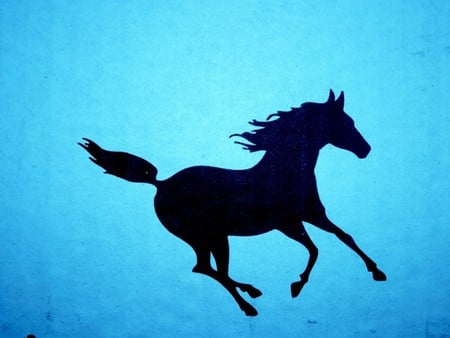 Horse Silhouette - horses, silhouettes, animals, blue