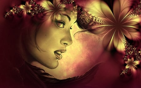 Flower girl - woman, purple, fantasy, flower