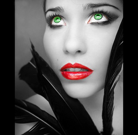 red green - witch, art, abstract, hot, lips, 3d, red, green