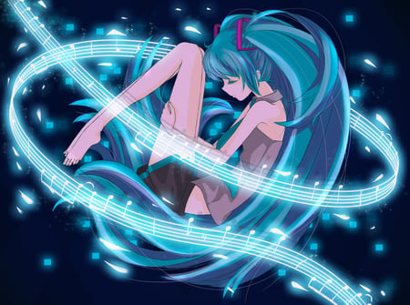 Hatsune Miku - anime, vocaloid, twintails, girl, hatsune miku, long hair, blue hair, cute, sexy