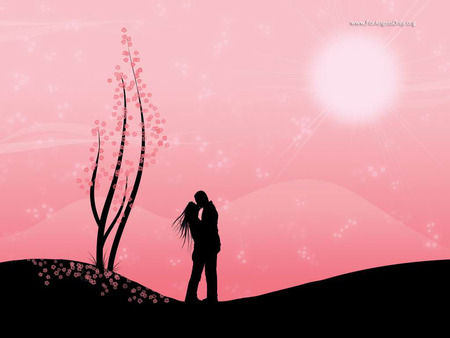 love tree - heart, cool, love, pink, tree, sun