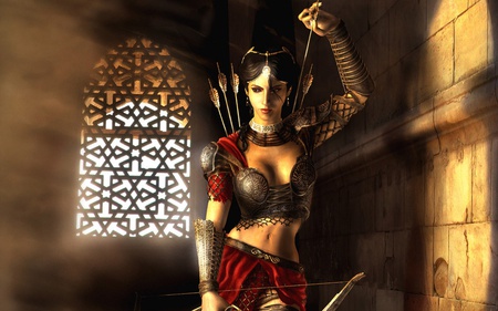 women n bowand arrow. jpg - fantasy, bowand arrow, lady