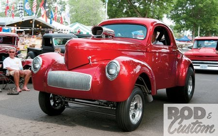 Hellacious Willys - cars, classic car, hot rod, muscle car, red, willys, classic, race car