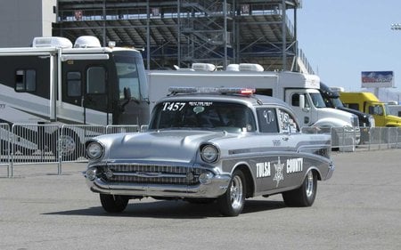 57 Chevy Sheriffs Hot Rod - cars, muscle car, classic car, chevrolet, hot rod, classic, 57 chevy, race car, chevy