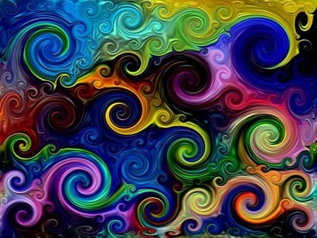 TWISTED WAVES - rainbow, pattern, colors, waves, twisted