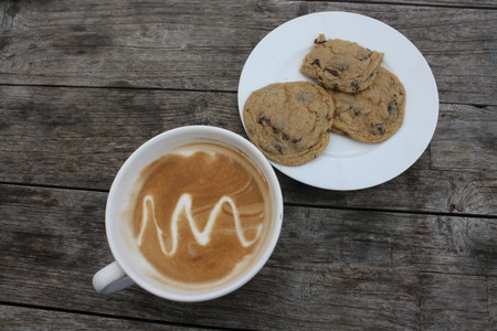 A CUP OF COFFEE WITH A COUPLE OF COOKIES - cookies, yummy, tastey, coffee