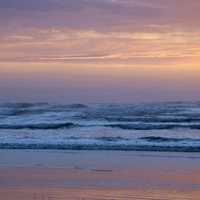 waves and sunset