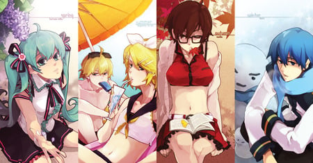 Vocaloid - anime, vocaloid, meiko, kagamine len, hatsune miku, girls, kagamine rin, kaito, boys, cute, sexy