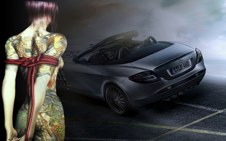 Fast - women, fantasy, car, tatoo