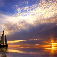 sailing at sunset