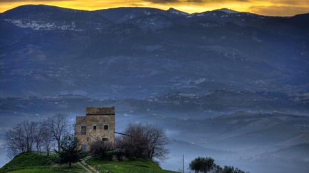 alone - alone, mountains, houses