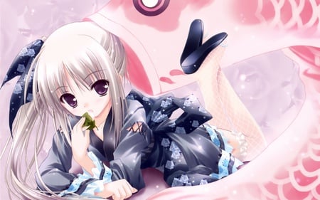 Koi girl - widescreen, cg, tinkle, cute, pink, lolita