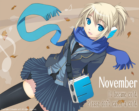 Cold November - widescreen, aqua, headphone, headphones, blue