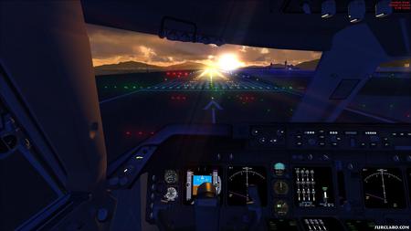 Into the Sun - fsx, sunset, cockpit