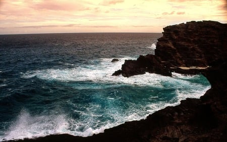 black rock coast - oceans, beaches, nature