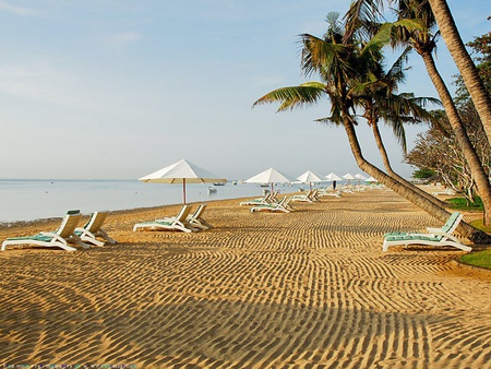 beach - umbrellas, beach, chairs, sand, sea