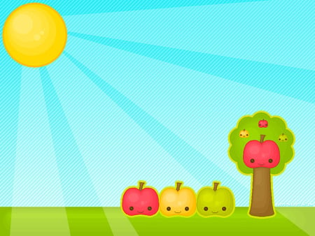 Animated Apples  - yellow, trees, red, green, apples