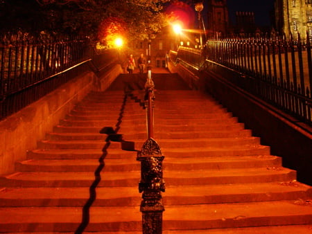 steps - street, architecture, moonlight, people, nightime, surreal, urban, abstract