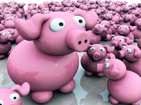 Pink pig - funny, 3d