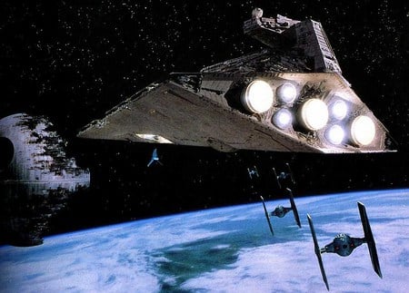 Approaching the Death Star - death star, imperial cruiser, star wars