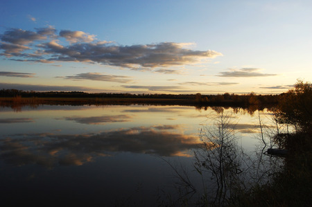 sunset over lake - sky, nature, sunset