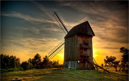 I Am Glad - windmill, sunset