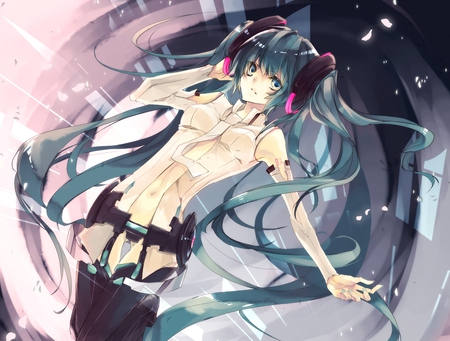 Hatsune Miku - anime, vocaloid, twintails, girl, hatsune miku, long hair, blue hair, cute, sexy, blue eyes