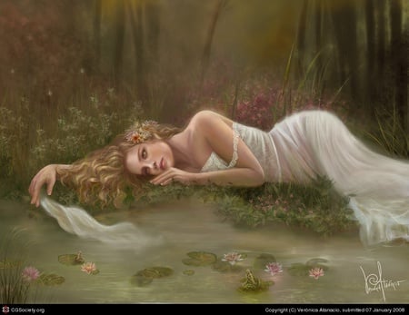 In the lake - woman, fantasy, cool