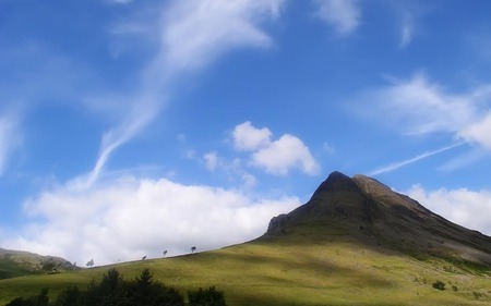 Cumbria Hillside On A Clear Sunny Day - nature, hillside, valley, green, grass, clear skies