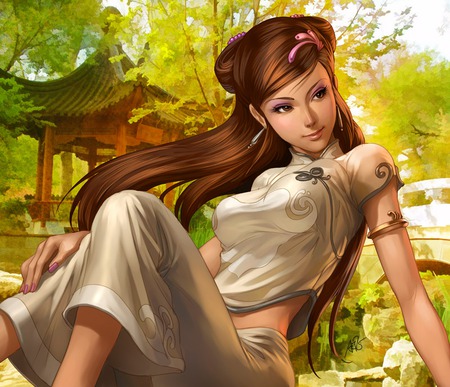 Spring Shade - pretty, oriental, fantasy, gorgeous, woman, beautiful, girl, spring