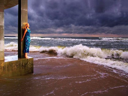 Lady on Beach - picture, cool, lady on beach