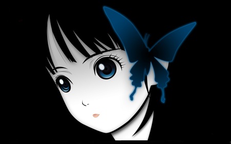 blue butterfly - anime, butterfly