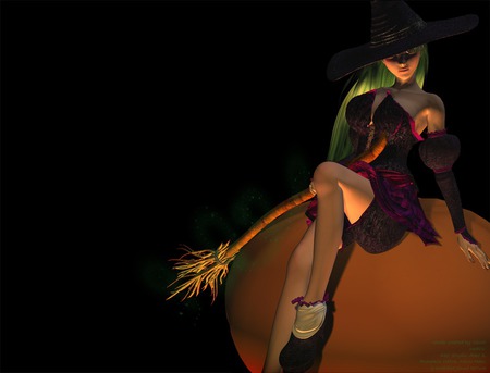 Very happy Halloween - anime, witch, halloween, pumpkin