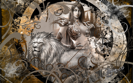 World of Warcraft - woman, art, game, lion, world of warcraft, video game, fantasy