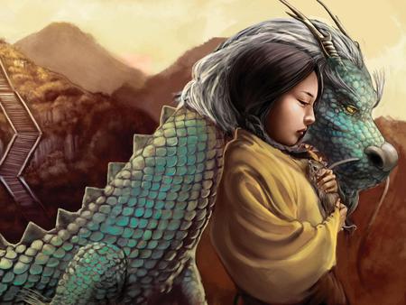 Best Friends - love, girl, beautiful, dragon, friends, oriental, fantasy, happy